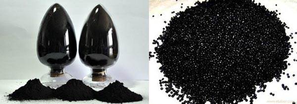 炭黑粉狀與顆粒對比